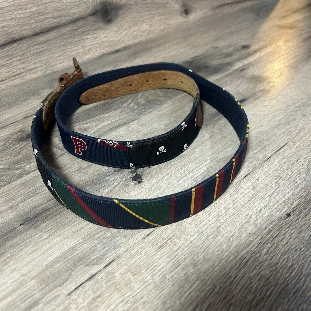 Polo Ralph Lauren Varsity Skull Needle Nos Brass Buckle Needle Nose Belt 42-44